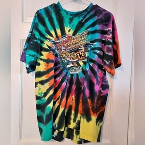 Vintage AEROSMITH ROCK N ROLLER COASTER TIE DYE T SHIRT DISNEY MGM Size Large